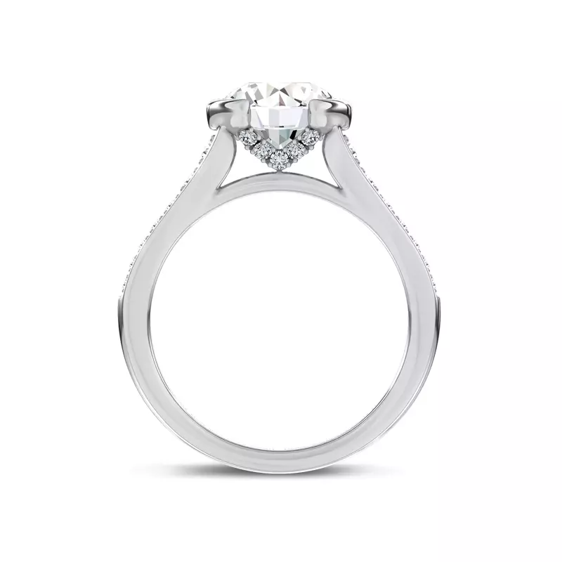 14K White Gold Jenna Half Bezel Pavé Lab Engagement Ring