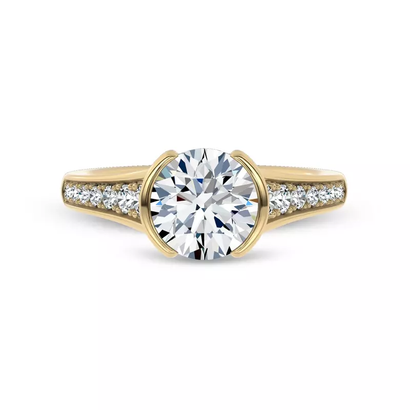 14K Yellow Gold Jenna Half Bezel Pavé Engagement Ring