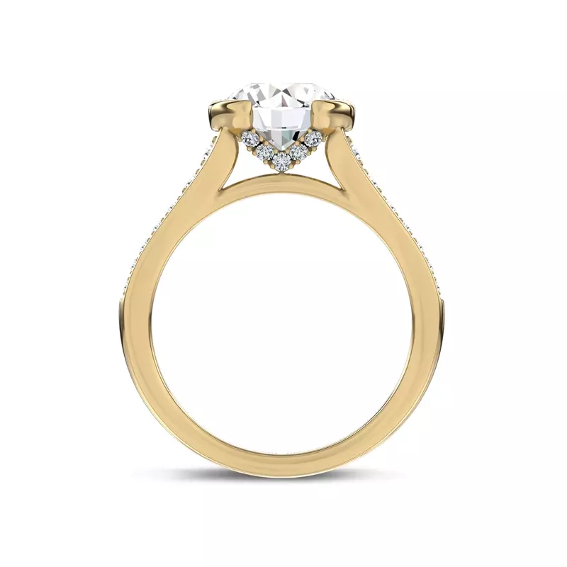 14K Yellow Gold Jenna Half Bezel Pavé Engagement Ring