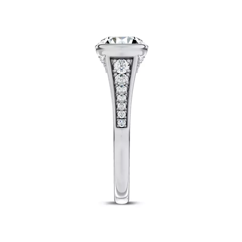 Platinum Jenna Half Bezel Pavé Engagement Ring