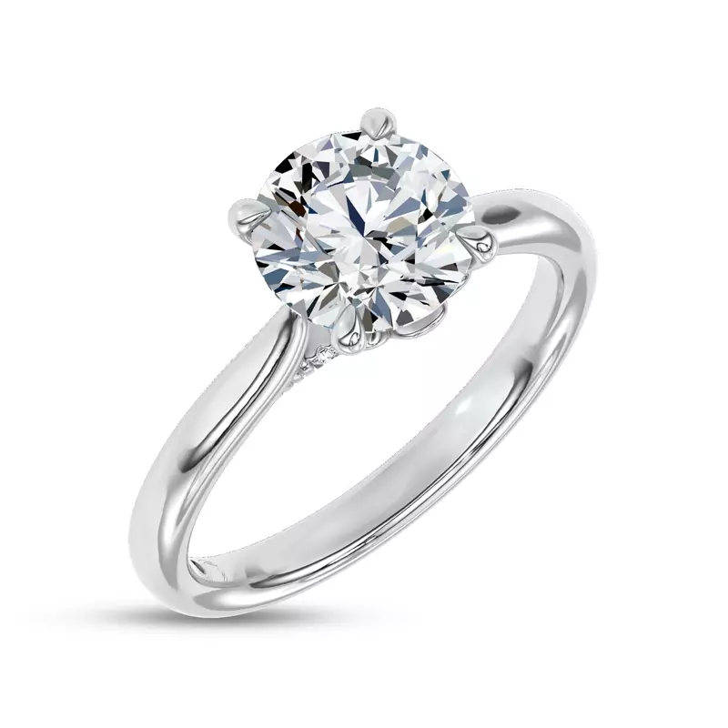 14K White Gold Floria Petal Lab Engagement Ring by Christian Siriano