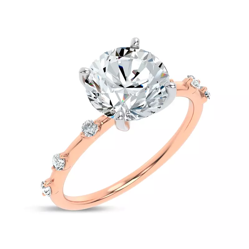 14K Rose Gold Starlight Spaced Diamond Engagement Ring