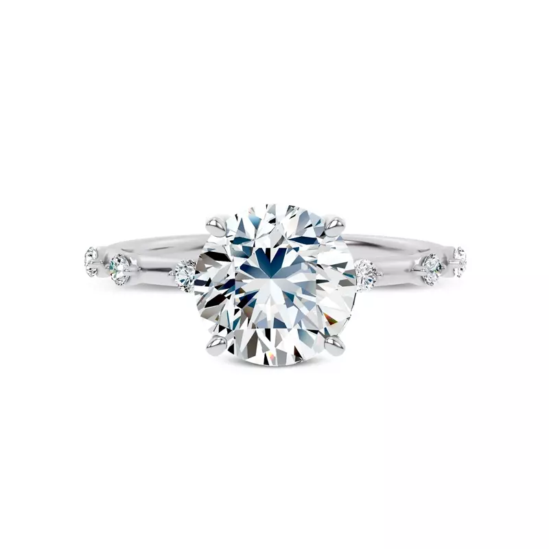 14K White Gold Starlight Spaced Diamond Engagement Ring