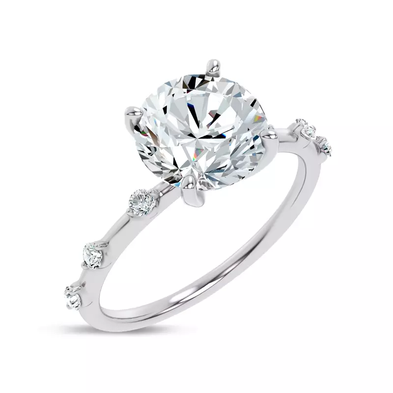 14K White Gold Starlight Spaced Diamond Engagement Ring