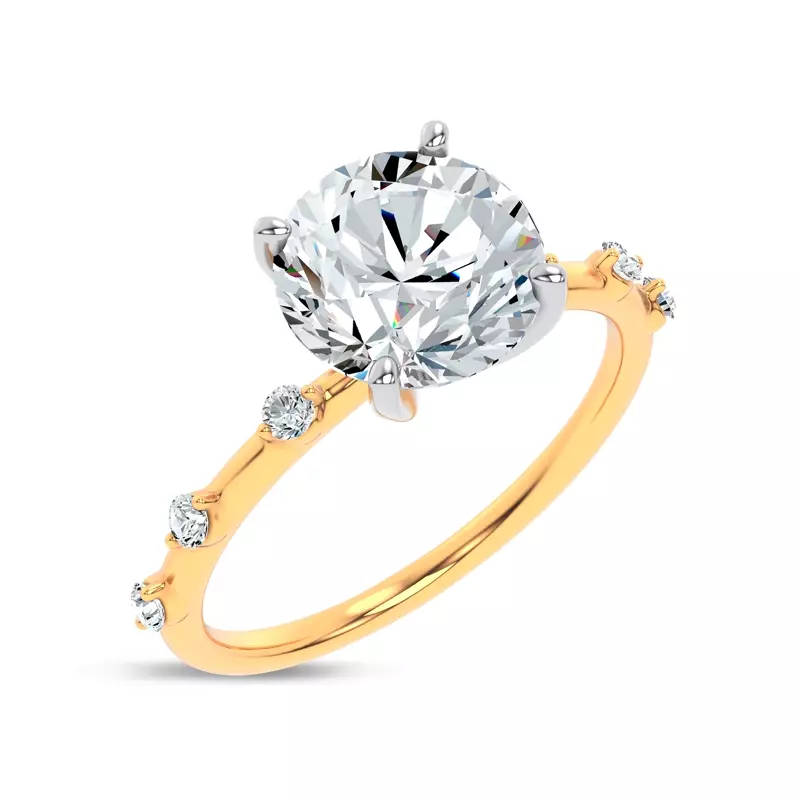 14K Yellow Gold Starlight Spaced Diamond Engagement Ring