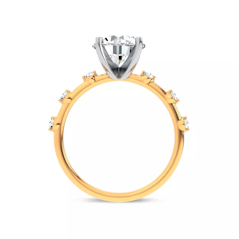 14K Yellow Gold Starlight Spaced Diamond Engagement Ring