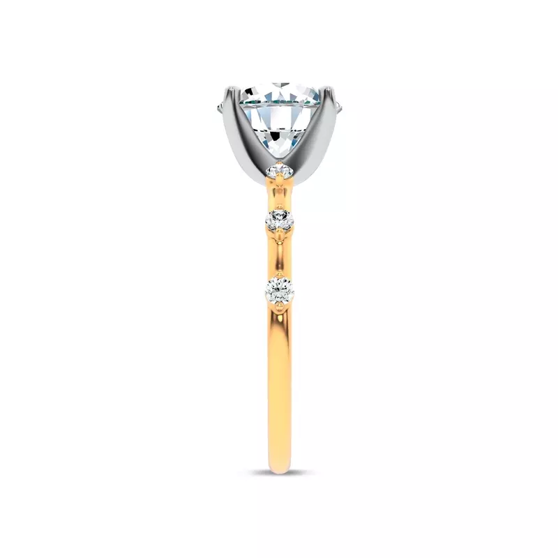 14K Yellow Gold Starlight Spaced Diamond Engagement Ring