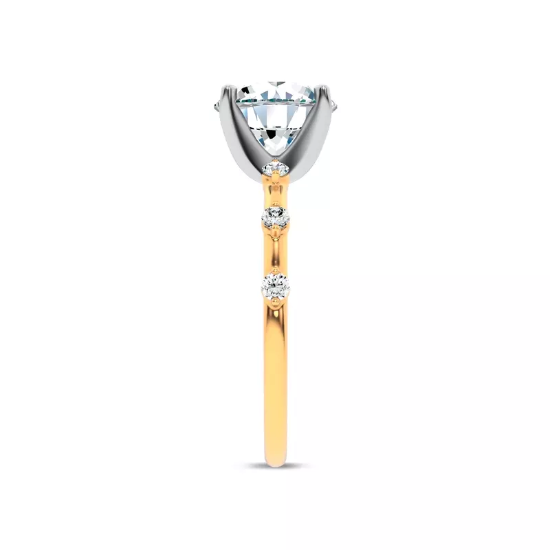 18K Yellow Gold Starlight Spaced Diamond Engagement Ring