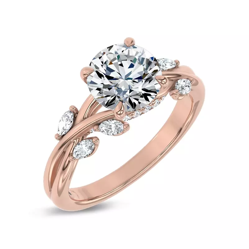 14K Rose Gold Petal Radiance Lab Engagement Ring by Christian Siriano