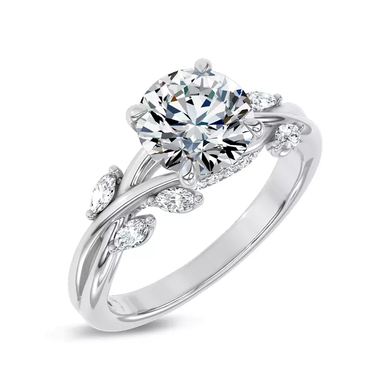 14K White Gold Petal Radiance Lab Engagement Ring by Christian Siriano