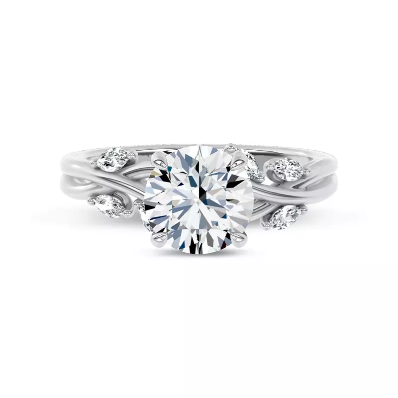 14K White Gold Petal Radiance Lab Engagement Ring by Christian Siriano