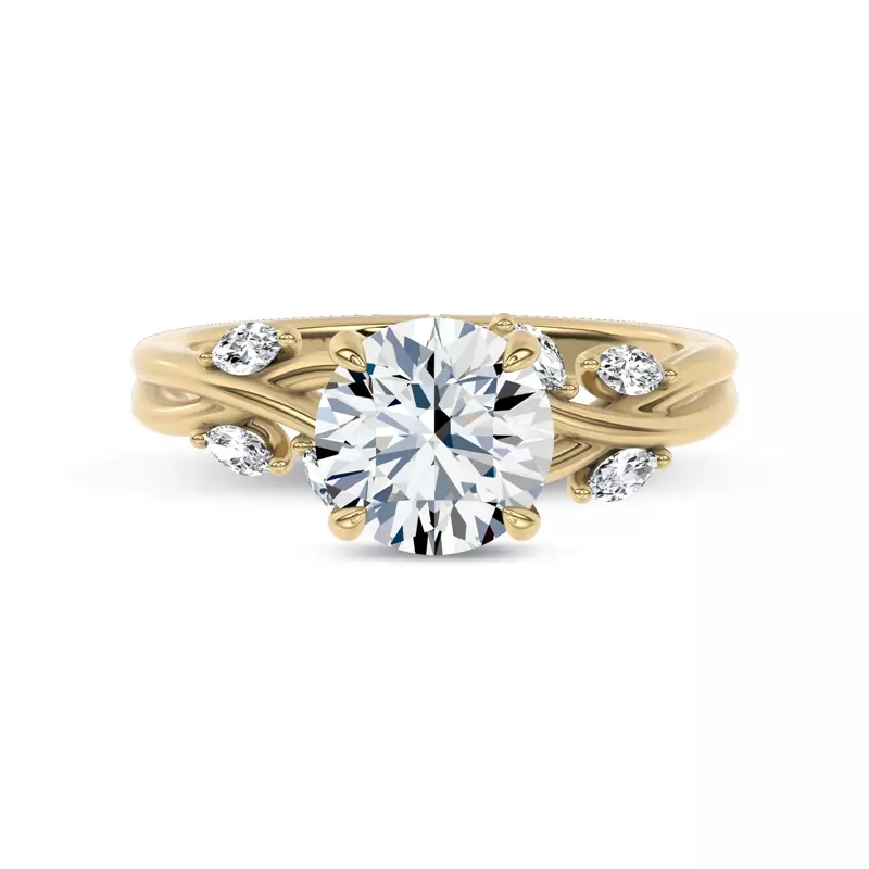 14K Yellow Gold Petal Radiance Lab Engagement Ring by Christian Siriano
