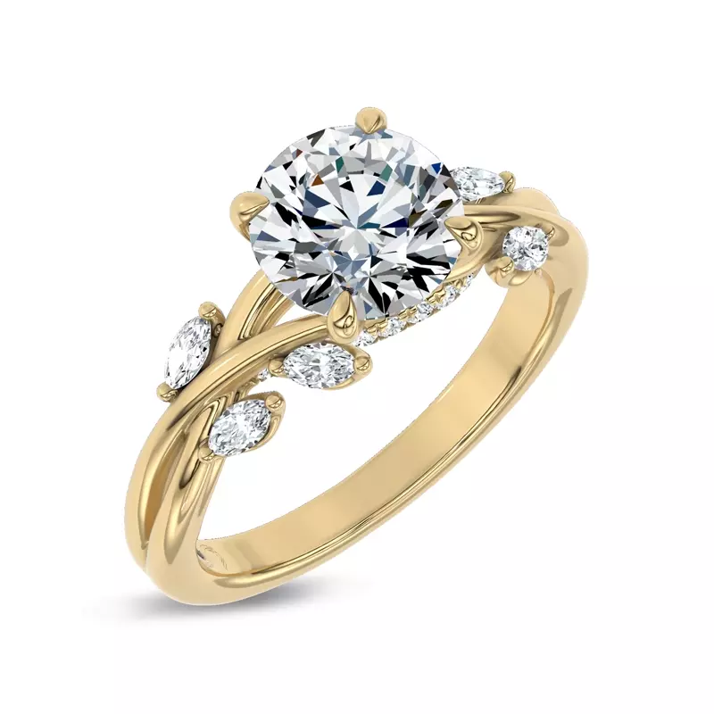 14K Yellow Gold Petal Radiance Lab Engagement Ring by Christian Siriano