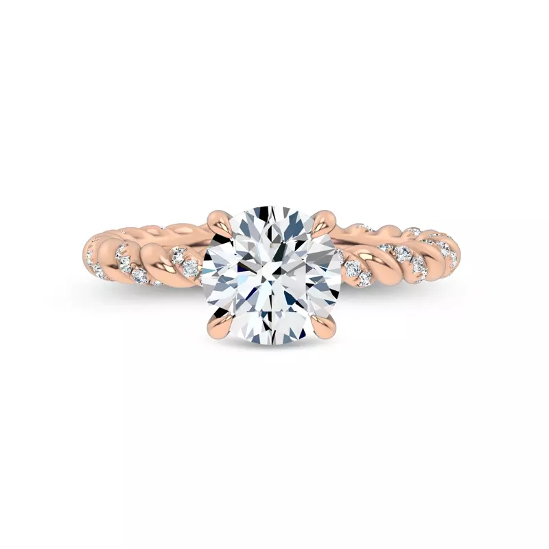 14K Rose Gold Dorza Twisted Pavé Hidden Halo Engagement Ring