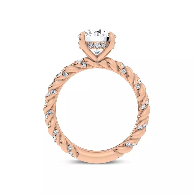 14K Rose Gold Dorza Twisted Pavé Hidden Halo Engagement Ring