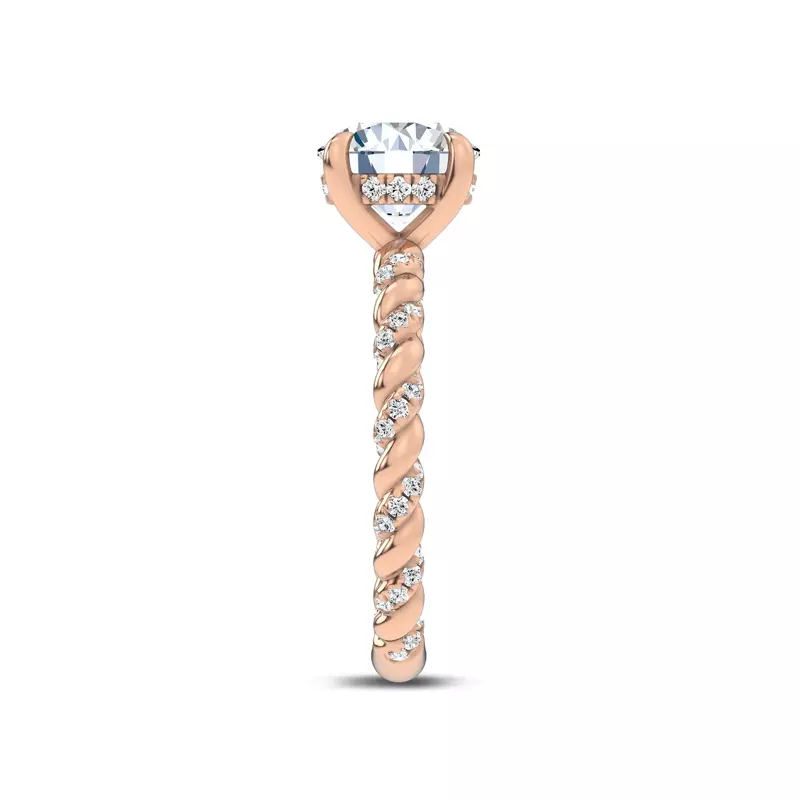 14K Rose Gold Dorza Twisted Pavé Hidden Halo Engagement Ring