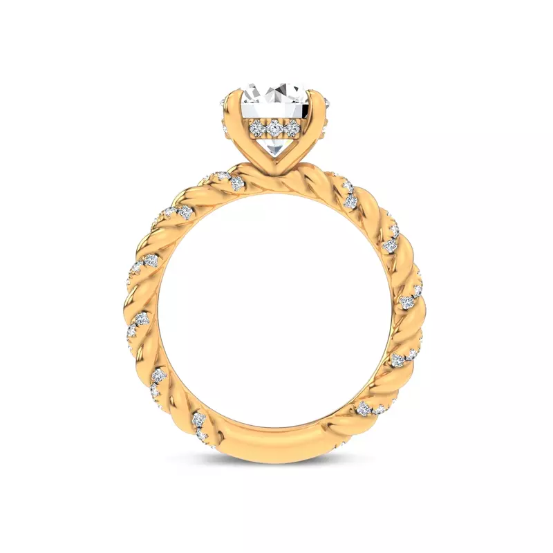 14K Yellow Gold Dorza Twisted Pavé Hidden Halo Engagement Ring