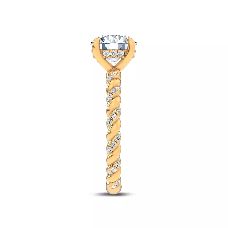 14K Yellow Gold Dorza Twisted Pavé Hidden Halo Engagement Ring