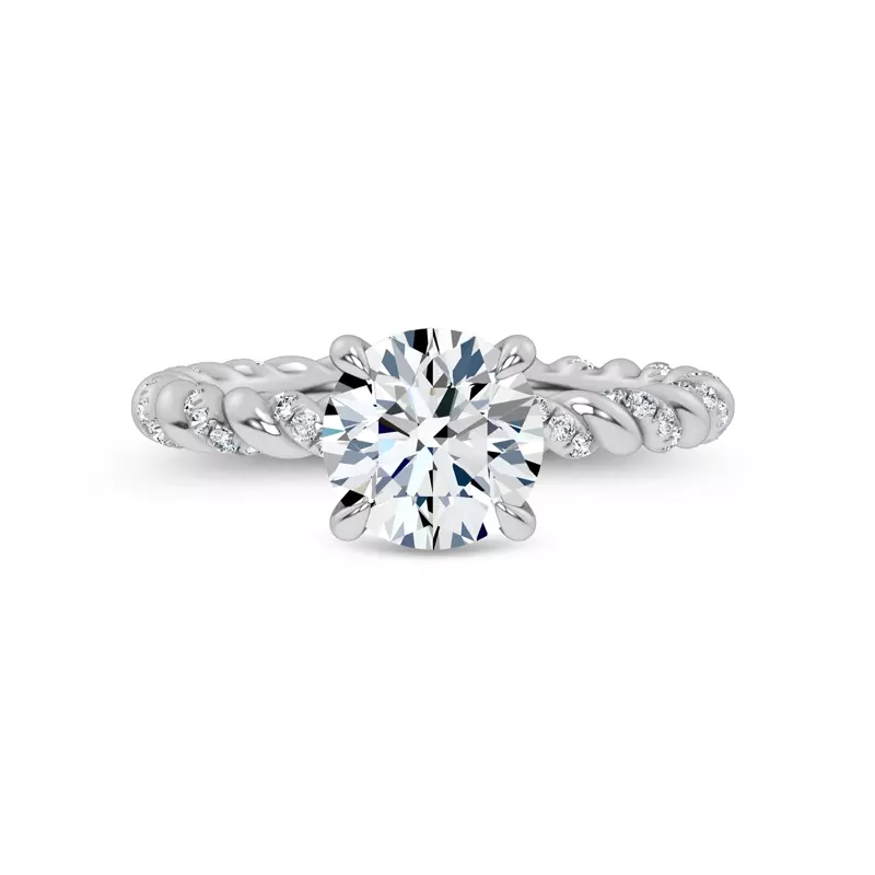 Platinum Dorza Twisted Pavé Hidden Halo Engagement Ring