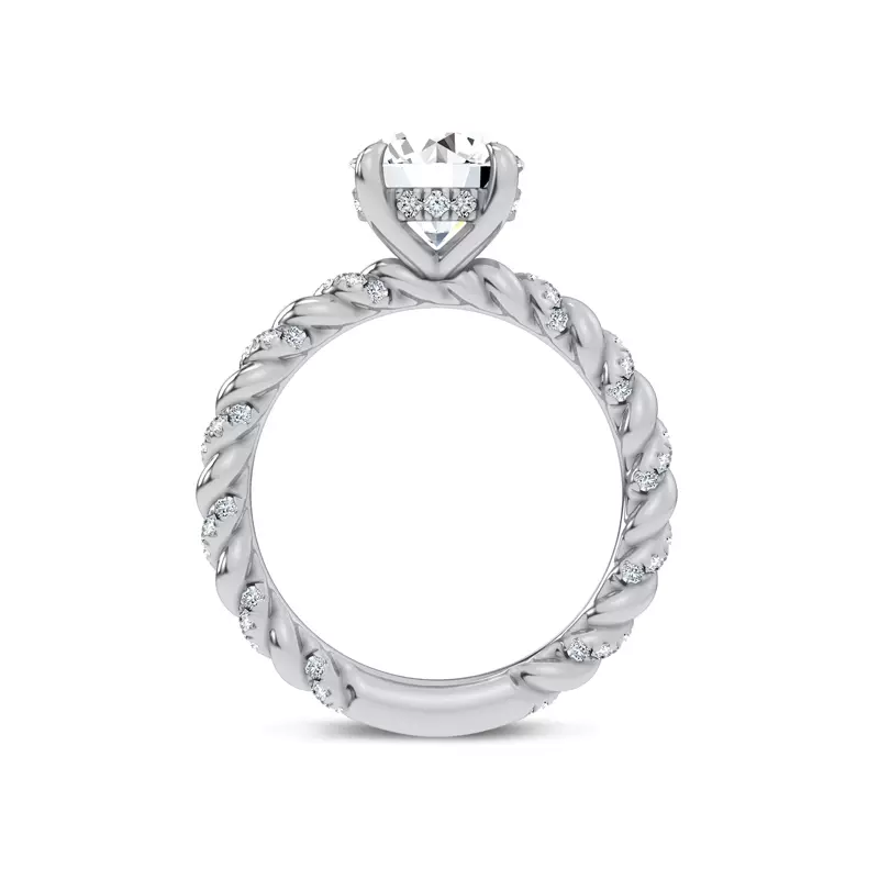 Platinum Dorza Twisted Pavé Hidden Halo Engagement Ring