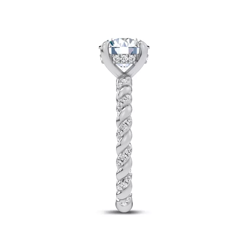 Platinum Dorza Twisted Pavé Hidden Halo Engagement Ring