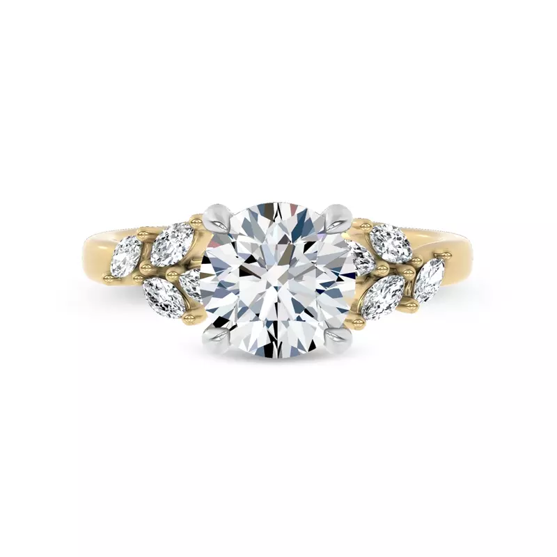 Seravine Leaf Accent Lab Engagement Ring