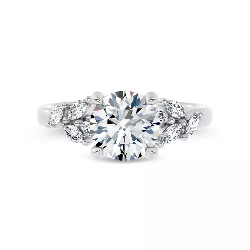 Seravine Leaf Accent Lab Engagement Ring