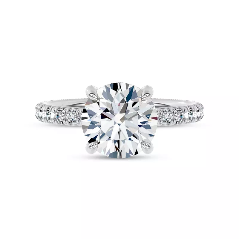 Sculpted C-Prong Pavé Lab Engagement Ring by Christian Siriano 