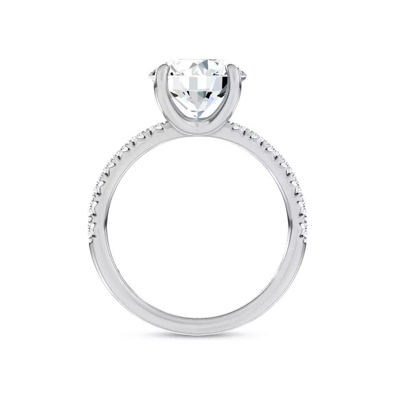 14K White Gold Sculpted C-Prong Pavé Lab Engagement Ring by Christian Siriano 