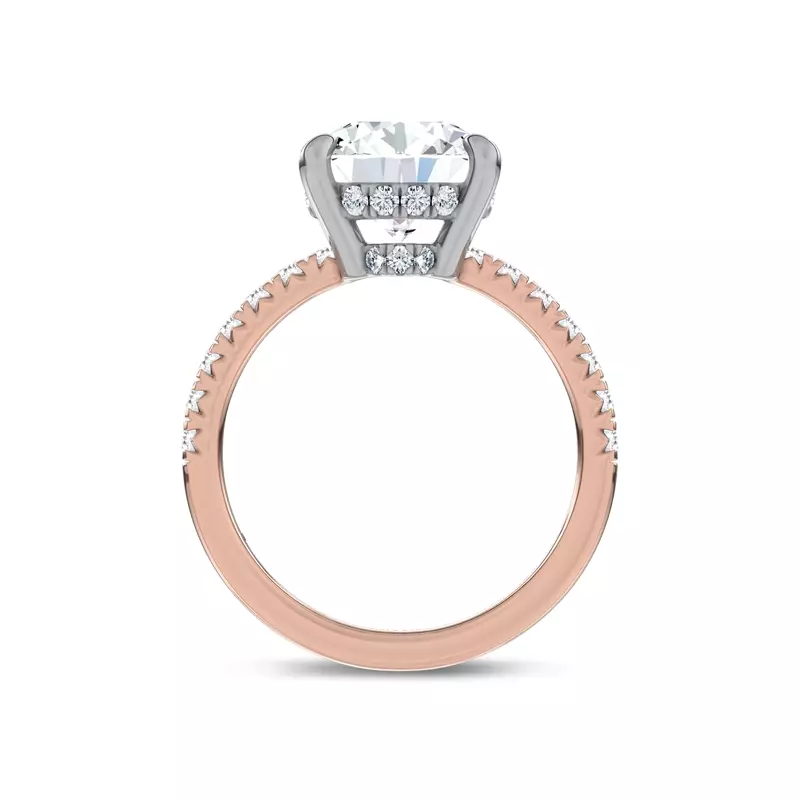 14K Rose Gold Moonlit Veil Pavé Lab Engagement Ring by Christian Siriano