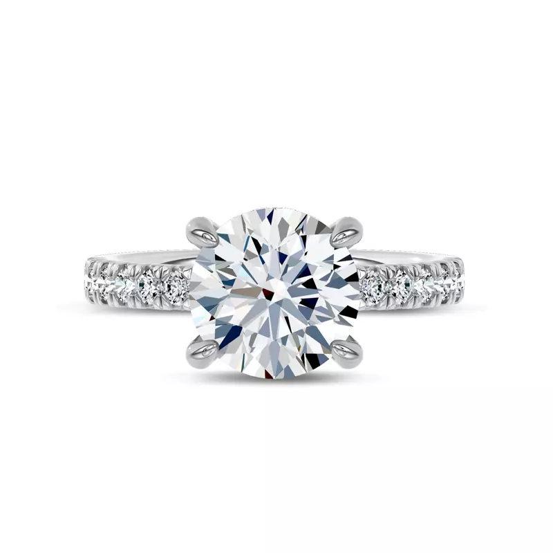 14K White Gold Moonlit Veil Pavé Lab Engagement Ring by Christian Siriano