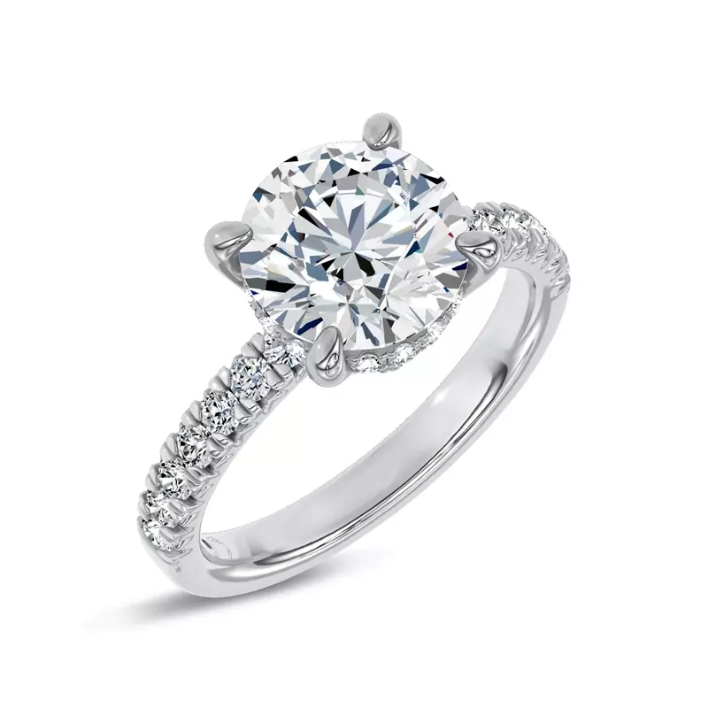 14K White Gold Moonlit Veil Pavé Lab Engagement Ring by Christian Siriano
