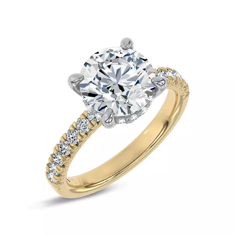 14K Yellow Gold Moonlit Veil Pavé Lab Engagement Ring by Christian Siriano
