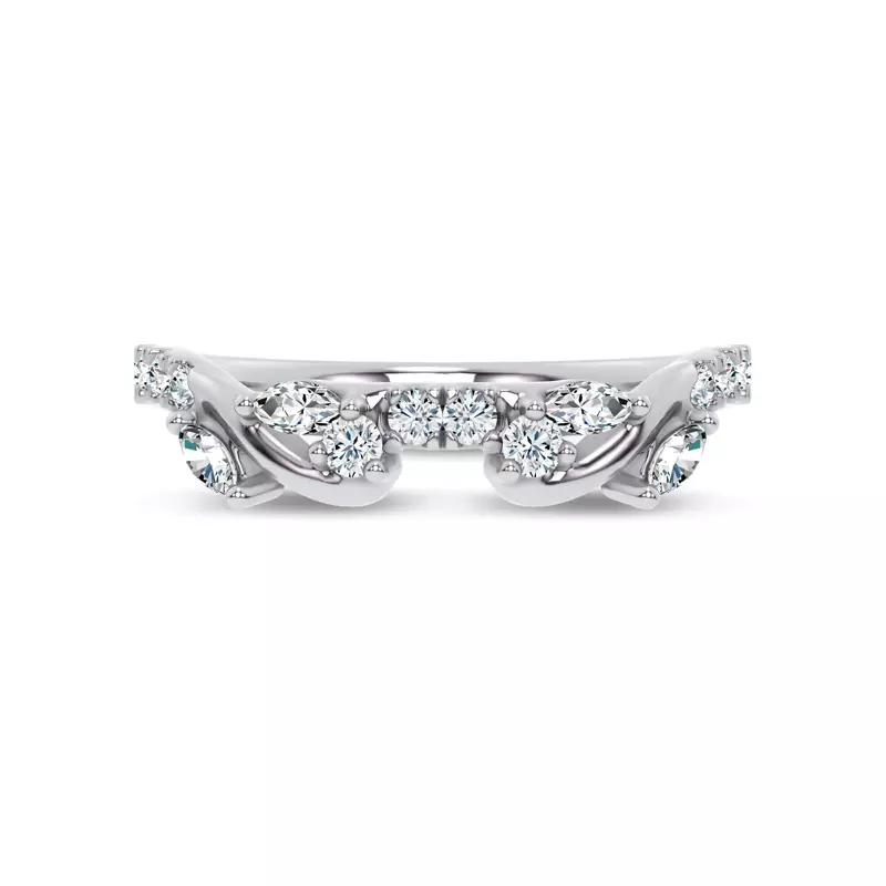 14K White Gold Hayden Round and Marquise Band