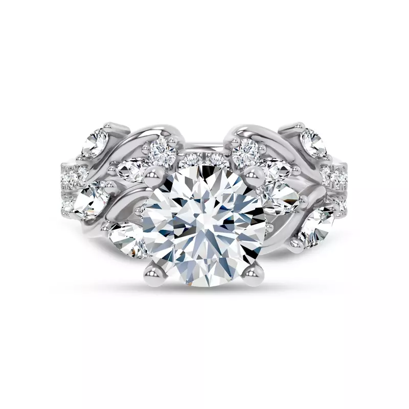 14K White Gold Hayden Round and Marquise Band