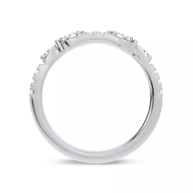 14K White Gold Hayden Round and Marquise Band
