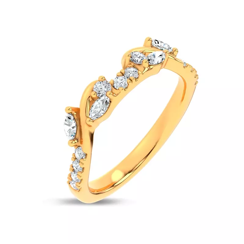 14K Yellow Gold Hayden Round and Marquise Band