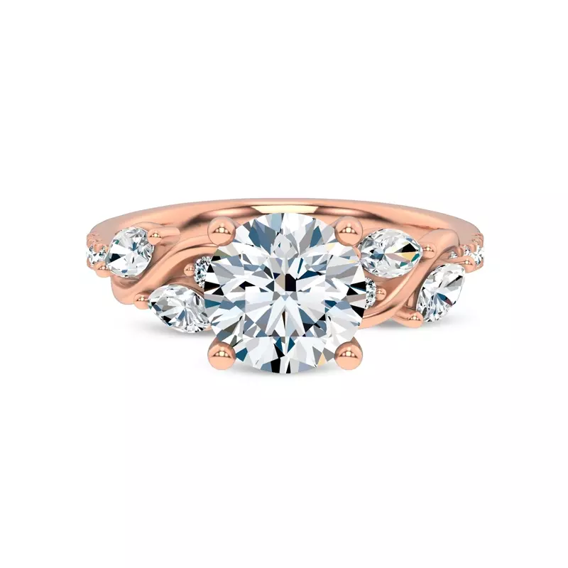 14K Rose Gold Hayden Curved Vine Lab Engagement Ring