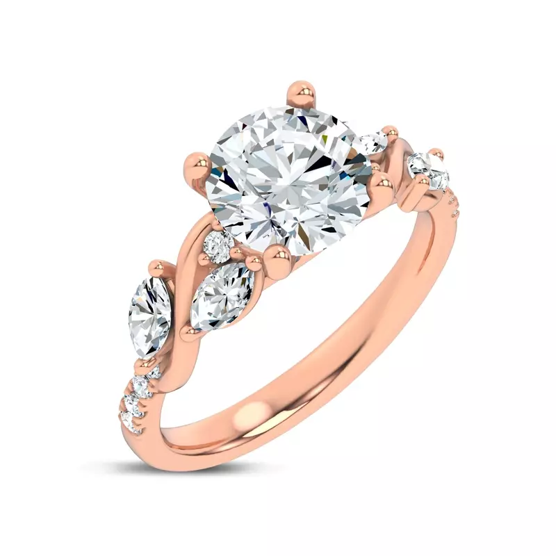 14K Rose Gold Hayden Curved Vine Lab Engagement Ring