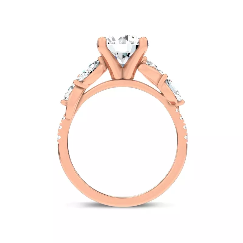 14K Rose Gold Hayden Curved Vine Lab Engagement Ring