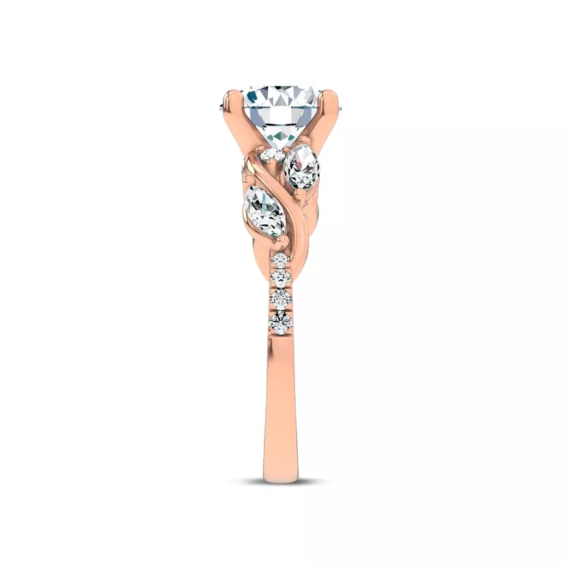 14K Rose Gold Hayden Curved Vine Lab Engagement Ring