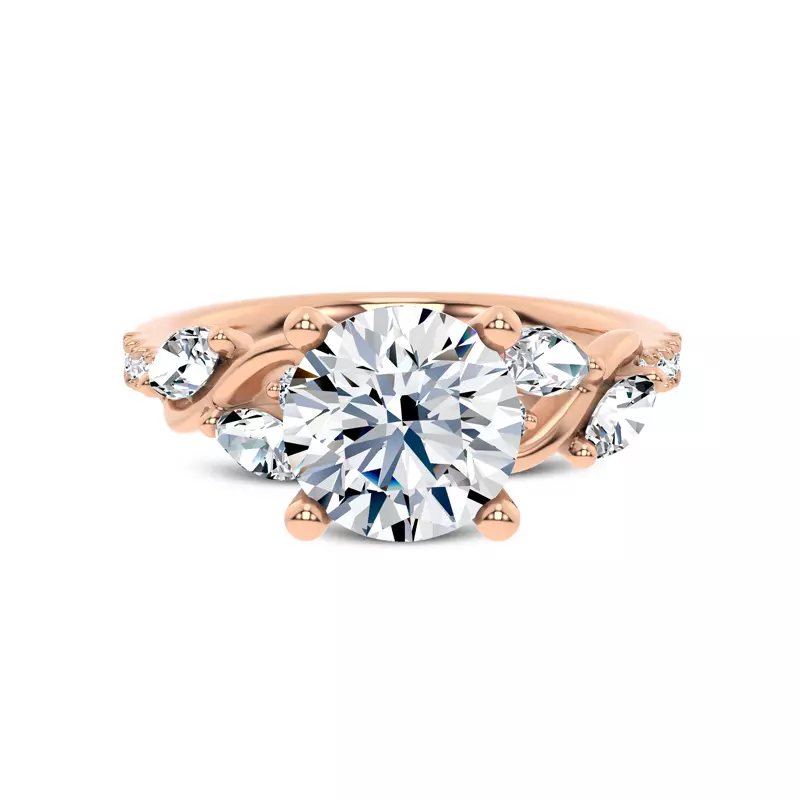 14K Rose Gold Hayden Curved Vine Diamond Engagement Ring