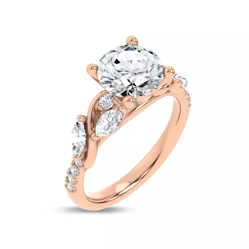 14K Rose Gold Hayden Curved Vine Diamond Engagement Ring