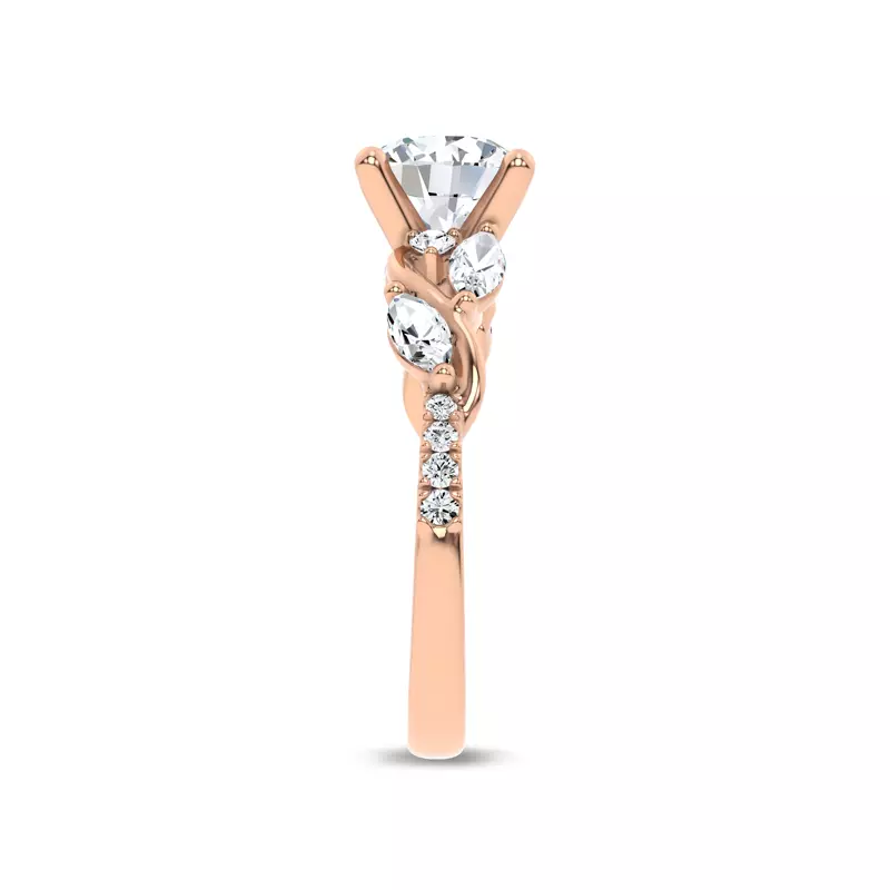 14K Rose Gold Hayden Curved Vine Diamond Engagement Ring