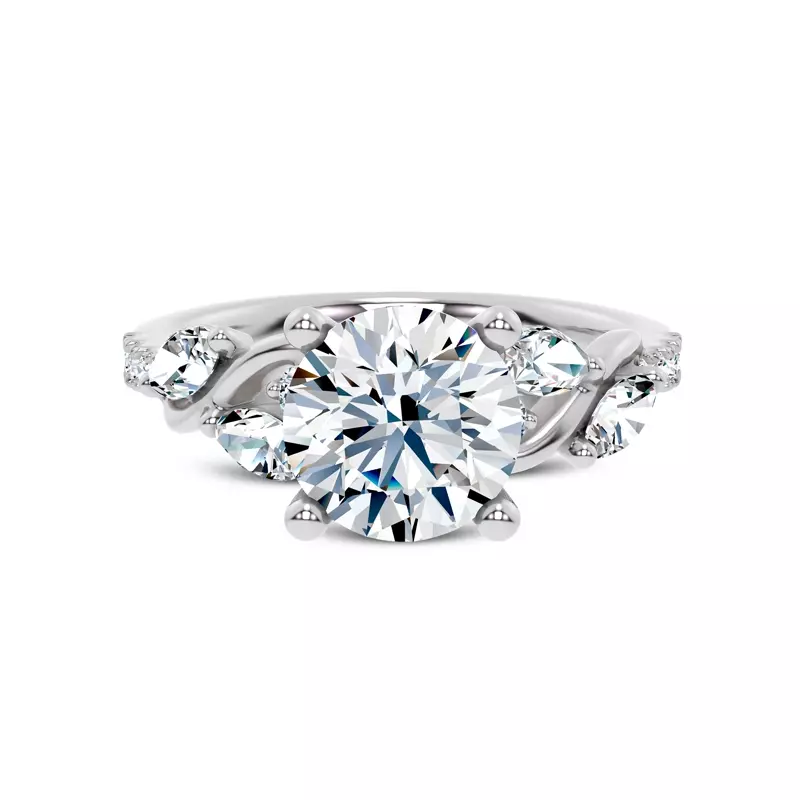 14K White Gold Hayden Curved Vine Diamond Engagement Ring