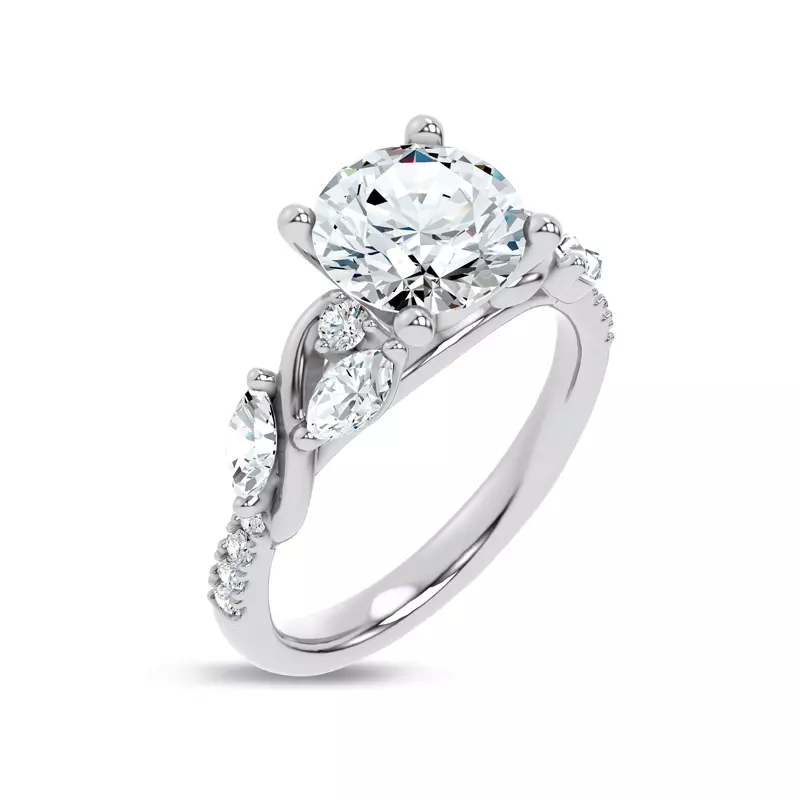 14K White Gold Hayden Curved Vine Diamond Engagement Ring