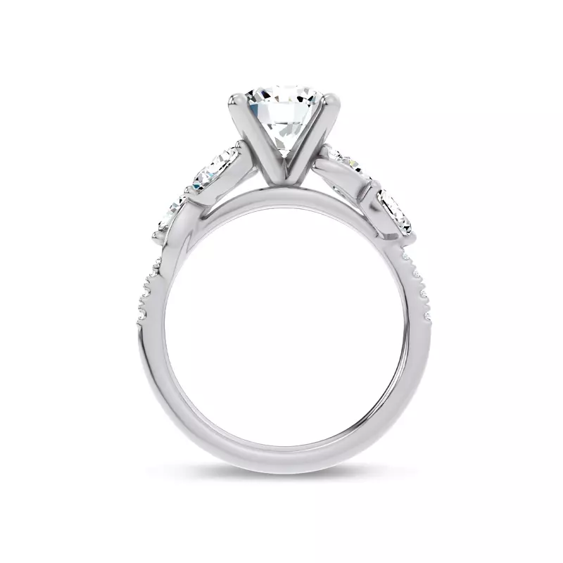 14K White Gold Hayden Curved Vine Diamond Engagement Ring