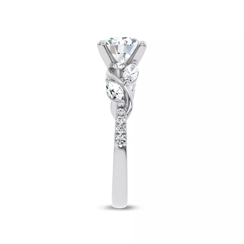 14K White Gold Hayden Curved Vine Diamond Engagement Ring