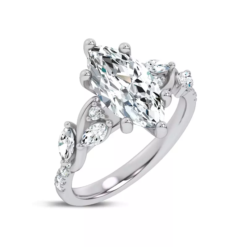 Platinum Hayden Curved Vine Diamond Engagement Ring