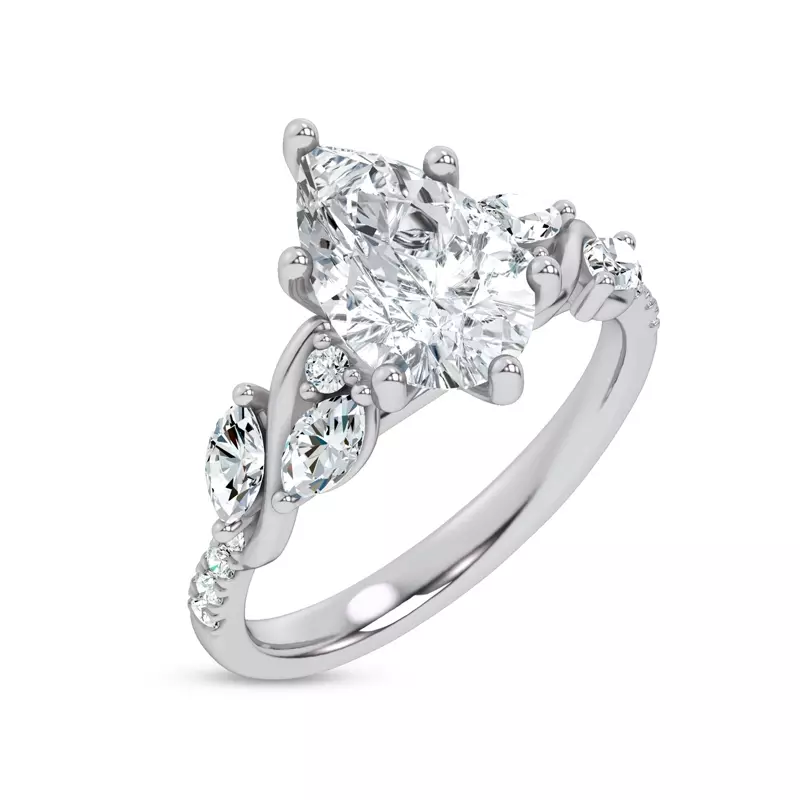 Platinum Hayden Curved Vine Diamond Engagement Ring